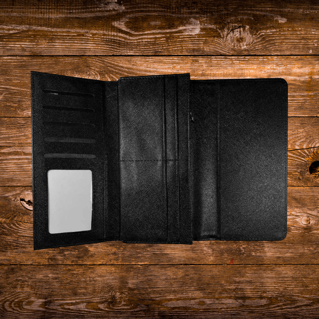 PU Leather Clutch Wallet – Custom Printed Black