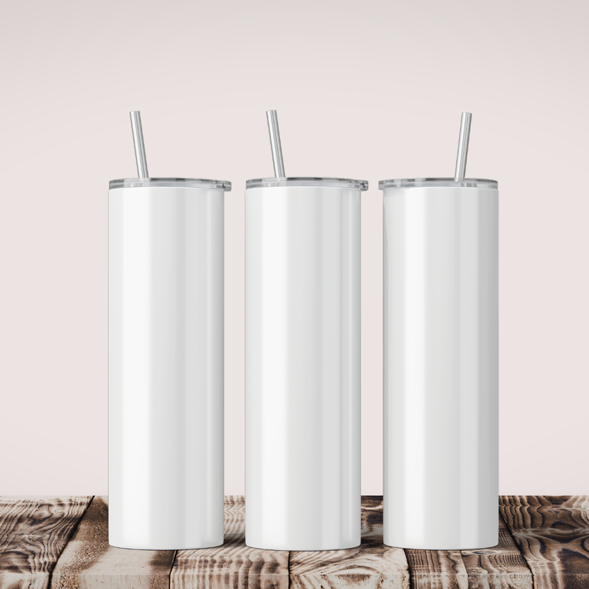 20oz White Tumbler Dual Lid – Custom Printed