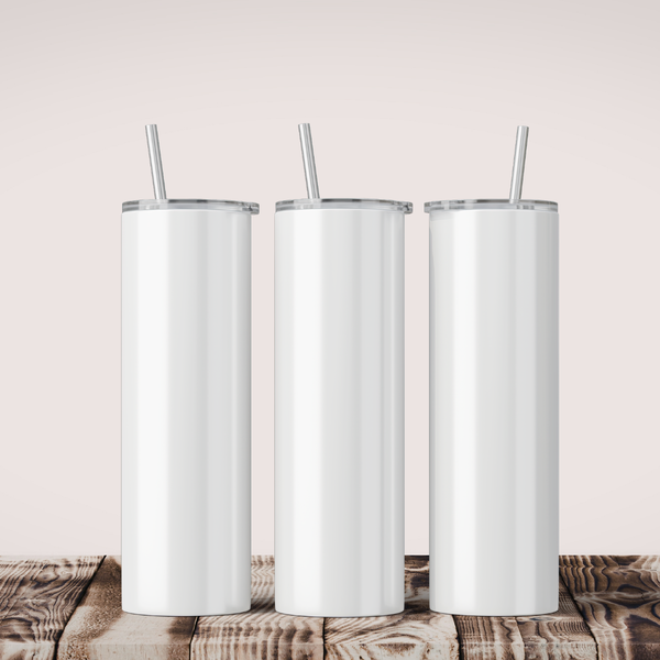 20oz White Tumbler Dual Lid – Custom Printed