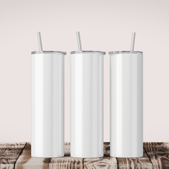 20oz White Tumbler Dual Lid – Custom Printed