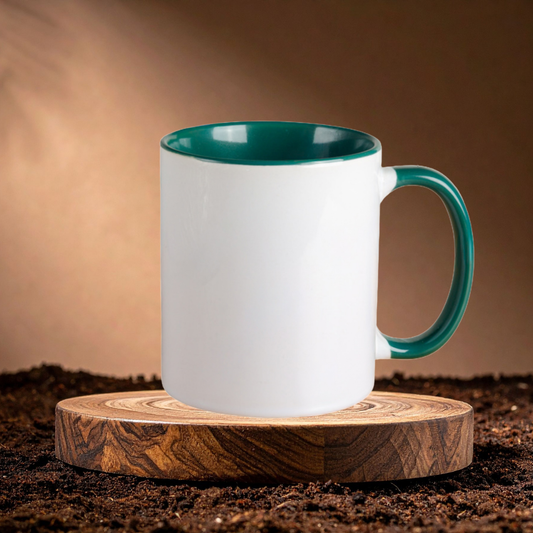 11oz Dark Green Inner Mug – Custom Printed