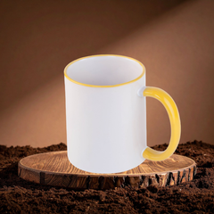 11oz Yellow Rim Mug – Custom Printed
