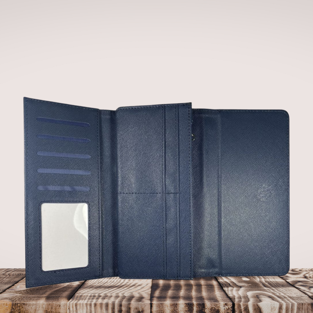 PU Leather Clutch Wallet – Custom Printed Navy