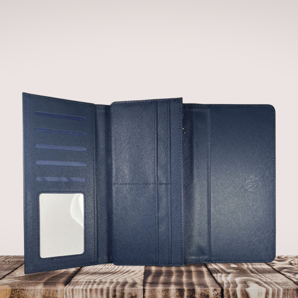 PU Leather Clutch Wallet – Custom Printed Navy