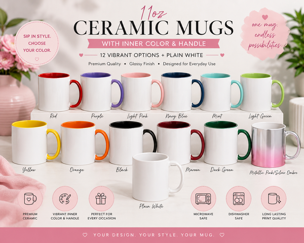 11oz Coloured Inner Mug – Custom Printed