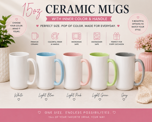 15oz Coloured Inner Mug – Custom Printed